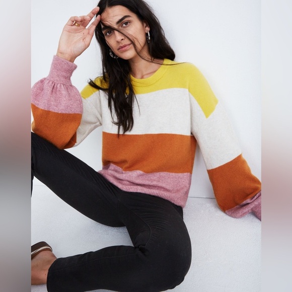 Madewell Striped Gladwell Balloon-Sleeve
Pullover Sweater - Picture 1 of 10